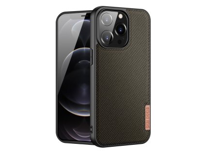 DUX DUCIS Fino Series Odolný kryt s textilními zády pro iPhone 13 Pro, hnědý