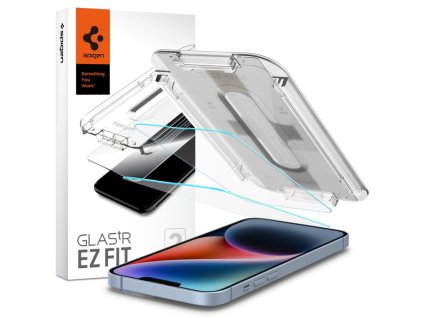 SPIGEN EZ FIT Ochranné sklo 2.5D STANDARD 0.3mm pro iPhone 13/13 Pro/14, montážní rámeček, 2ks