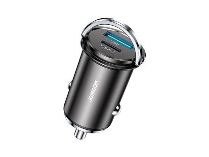 1838 joyroom c a45 dualni mini autonabijecka usb usb c pd qc3 0 s vykonem 20w tmave seda