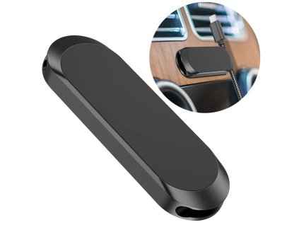 1856 ag premium s6 magneticky samolepici drzak s drazkami na kabel pro mobilni telefon cerny