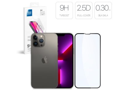 1985 blue star ochranne sklo 2 5d full cover 0 3mm pro iphone 13 pro max 14 plus cerny ramecek