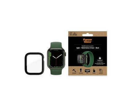 PANZERGLASS Full Protection Ochranný kryt pro Watch 7/8, 41mm, černý rámeček, AntiBacterial