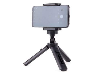 AG PREMIUM Mini teleskopický tripod se závitem 1/4" a čelistí pro telefon 4,5-7", černý