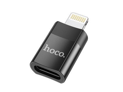2411 hoco ua17 kovova redukce z usb c lightning s podporou datoveho prenosu cerna