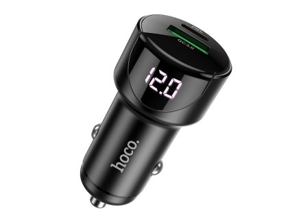 2414 hoco z42 dualni autonabijecka usb usb c pd a lcd displejem s vykonem 20w cerna