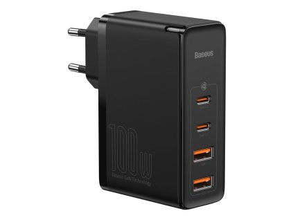 2426 baseus ccgan2p l01 gan nabijecka 4v1 2xusb 2x usb c pd vykon 100w usb c kabel cerna