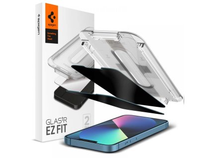 SPIGEN EZ FIT Ochranné sklo 2.5D STANDARD 0.3mm pro iPhone 13/13 Pro/14, montážní rámeček, Privacy, 2ks