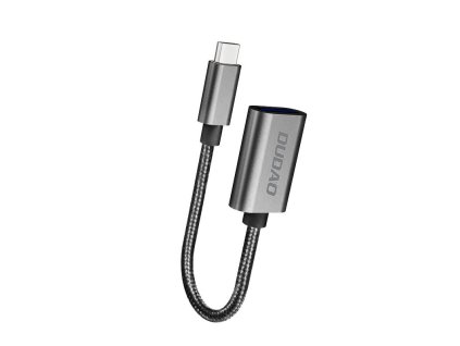 DUDAO L15T Kabelová redukce OTG USB-C na USB-A s nabíjením až 12W, černo-šedá