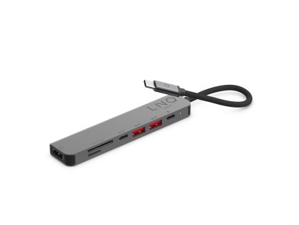 2579 linq lq48016 pro multiport usb c hub 7v1 hdmi 2x usb c 2x usb microsd sd pd az 100w space grey