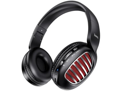 2819 hoco w23 brilliant bezdratova stereo sluchatka se slotem na micro sd kartu aux cerna