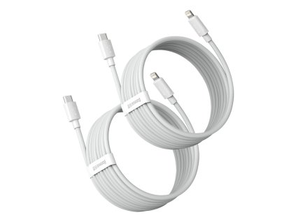 BASEUS TZCATLZJ-02 Simple Wisdom kabel USB-C/Lightning PD 20W, 1,5m, bílý, 2-pack