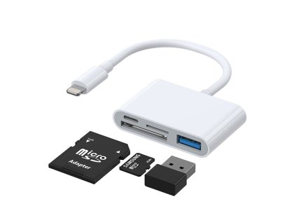 JOYROOM S-H142 Lightning čtečka SD/MicroSD karet a USB, bílý