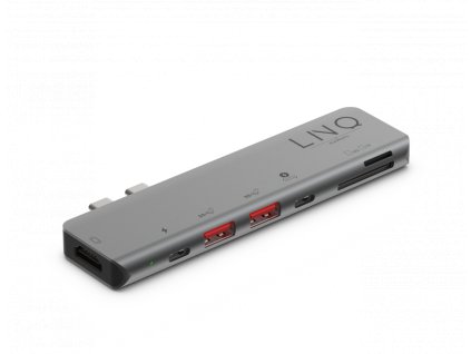 3104 linq lq48012 pro tb macbook usb c hub 7v2 hdmi 2x usb c 2x usb sd microsd space grey