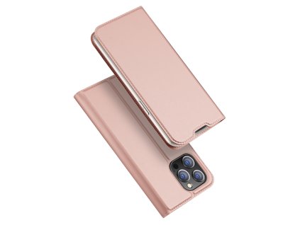 DUX DUCIS SkinPro kryt typu kniha pro iPhone 14 Pro, růžovo-zlatý