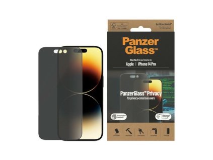 PANZERGLASS Ochranné sklo 2.5D FULL-COVER 0.4mm pro iPhone 14 Pro, montážní rámeček, Privacy