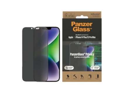 PANZERGLASS Ochranné sklo 2.5D FULL-COVER 0.4mm pro iPhone 13 Pro Max/14 Plus, montážní rámeček, Privacy