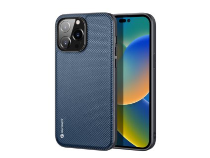 DUX DUCIS Fino Series Odolný kryt s textilními zády pro iPhone 14 Pro, tmavě modrý