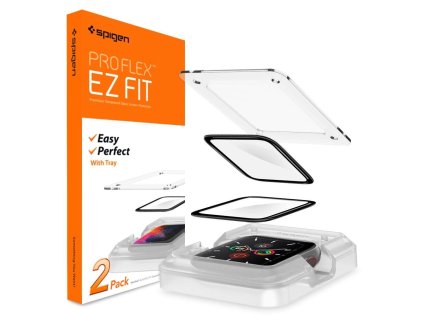 SPIGEN Proflex EZ Fit Ochranné sklo 3D FULL-COVER 0.16mm pro Apple Watch 4/5/6/SE 44mm, montážní rámeček, 2 ks
