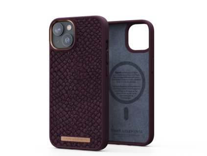3437 njord salmon leather magsafe odolny kryt z lososi kuze pro iphone 14 15 rezave cerveny