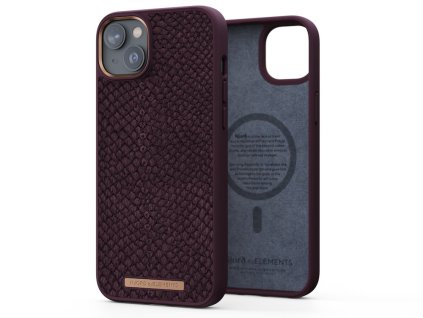 3440 njord salmon leather magsafe odolny kryt z lososi kuze pro iphone 14 plus 15 plus rezave cerveny