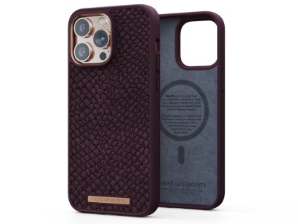 3446 njord salmon leather magsafe odolny kryt z lososi kuze pro iphone 14 pro max rezave cerveny