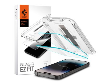 SPIGEN EZ Fit Ochranné sklo 2.5D FULL-COVER 0.3mm pro iPhone 14 Pro Max, montážní rámeček, 2ks