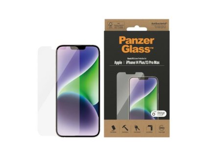 PANZERGLASS Ochranné sklo 2.5D STANDARD 0.4mm pro iPhone 13 Pro Max/14 Plus, AntiBacterial, čiré