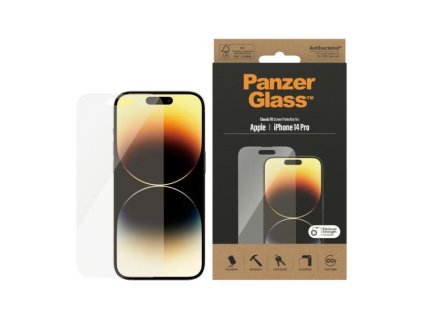 PANZERGLASS Ochranné sklo 2.5D STANDARD 0.4mm pro iPhone 14 Pro, AntiBacterial, čiré