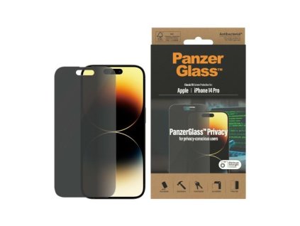 PANZERGLASS Ochranné sklo 2.5D STANDARD 0.4mm pro iPhone 14 Pro, AntiBacterial, Privacy