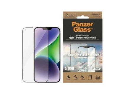 PANZERGLASS Ochranné sklo 2.5D FULL-COVER 0.4mm pro iPhone 13 Pro Max/14 Plus, AntiBacterial, Anti-reflexní, montážní rámeček