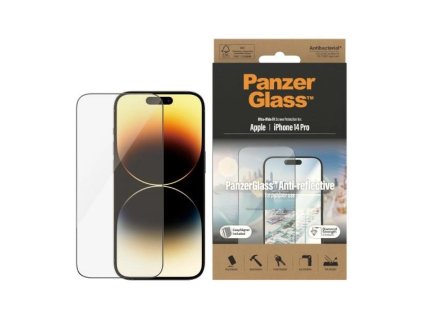 PANZERGLASS Ochranné sklo 2.5D FULL-COVER 0.4mm pro iPhone 14 Pro, AntiBacterial, Anti-reflexní, montážní rámeček