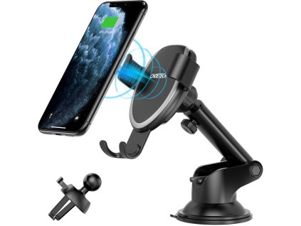 3932 choetech t536 s gravity drzak telefonu 2v1 s bezdratovym nabijenim 10w cerny