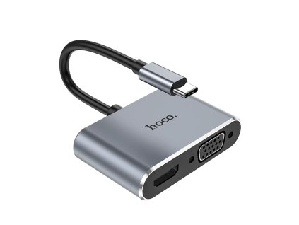 4076 hoco hb29 usb c video hub 2v1 hdmi 4k 30hz vga space grey