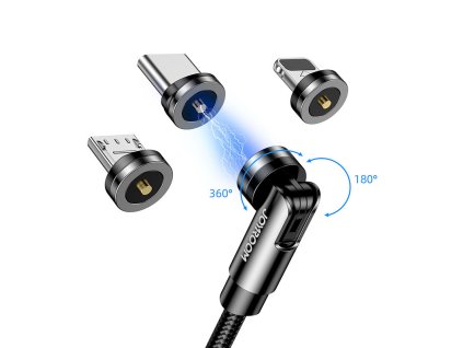 4343 joyroom s 1224x2 magneticky ohebny nabijeci kabel 3v1 usb c micro usb lightning 1 2m cerny