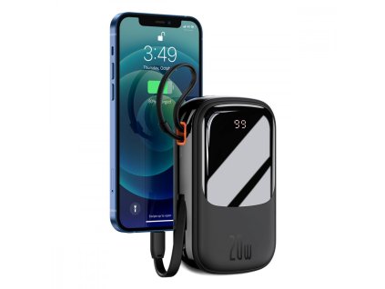 4466 baseus ppqd060201 qpow pro powerbanka 20 000mah s vykonem 20w a lightning kabelem cerna