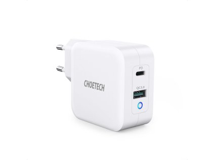 4505 choetech pd8002 eu mini gan dvouportova nabijecka usb usb c pd 65w bila