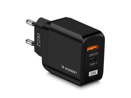 4532 wozinsky wwc001 dvouportova nabijecka usb usb c s vykonem 20w cerna