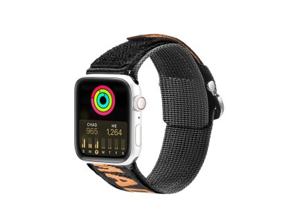 DUX DUCIS Strap Outdoor Textilní řemínek pro Apple Watch 42/44/45/49mm, černo-oranžový