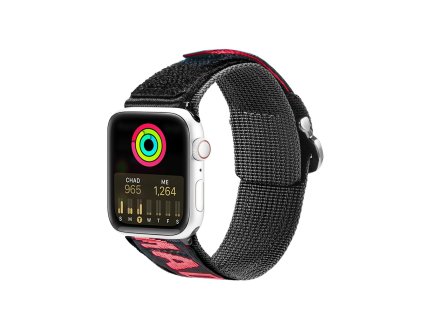 DUX DUCIS Strap Outdoor Textilní řemínek pro Apple Watch 42/44/45/49mm, černo-červený