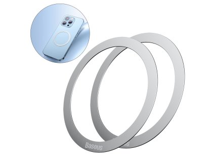 BASEUS PCCH000012 Halo Magnetický univerzální kroužek pro MagSafe, 2ks, stříbrný