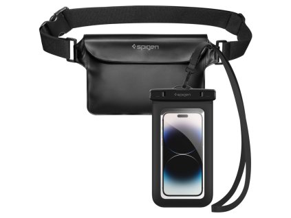 SPIGEN A621 Vodotěsná IPX8 sada - ledvinka + pouzdro na telefon, černá