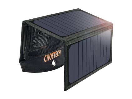CHOETECH SC001 Solární (fotovoltaická) nabíječka s 2x USB a výkonem 19W, černá