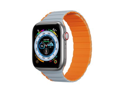 5144 dux ducis strap ld magneticky silikonovy reminek pro apple watch 38 40 41 sedo oranzovy