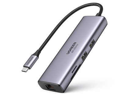 HUB 7v1 Ugreen CM512 USB-C / 2x USB-A 3.2 / HDMI 4K / čtečka SD TF / USB-C PD 100W / RJ45 - šedá