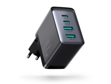 Joyroom GaN 67W 4portová nabíječka (2x USB, 2x USB C) černá (TCG02) + USB C - USB C 100W kabel 1,2 m