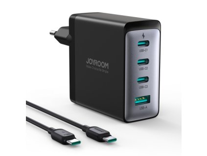 GaN Joyroom JR-TCG04EU 100W 3x USB-C USB-A nabíječka + USB-C / USB-C 100W kabel - černý