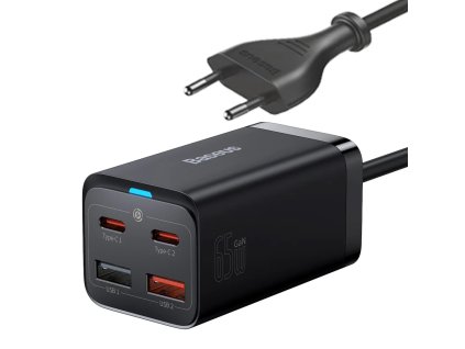 5624 baseus gan3 pro gan rychlonabijecka 2 x usb typu c 2 x usb 65w pd qc4 0 afc pps usb typu c kabel usb typu c 1m cerny ccgp040101