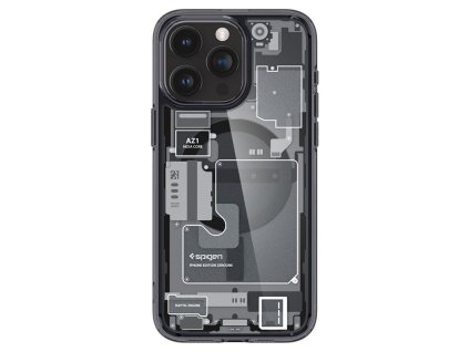 Spigen Ultra Hybrid Mag pouzdro s MagSafe pro iPhone 15 Pro Max - tmavě šedé (Zero One design)