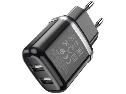 602 hoco n4 aspiring dualni cestovni nabijecka 2x usb 2 4a 12w cerna