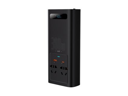 Baseus IGBT automobilový měnič 300W 220V (CN/EU zástrčka) černý (CGNB010101)